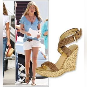 Stuart Weitzman woven espadrille wedges Sz 9.5